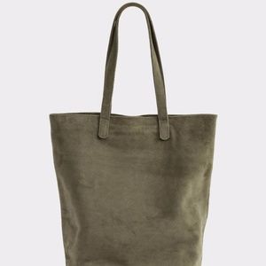 Baggu Suede Leather Olive Green Tote